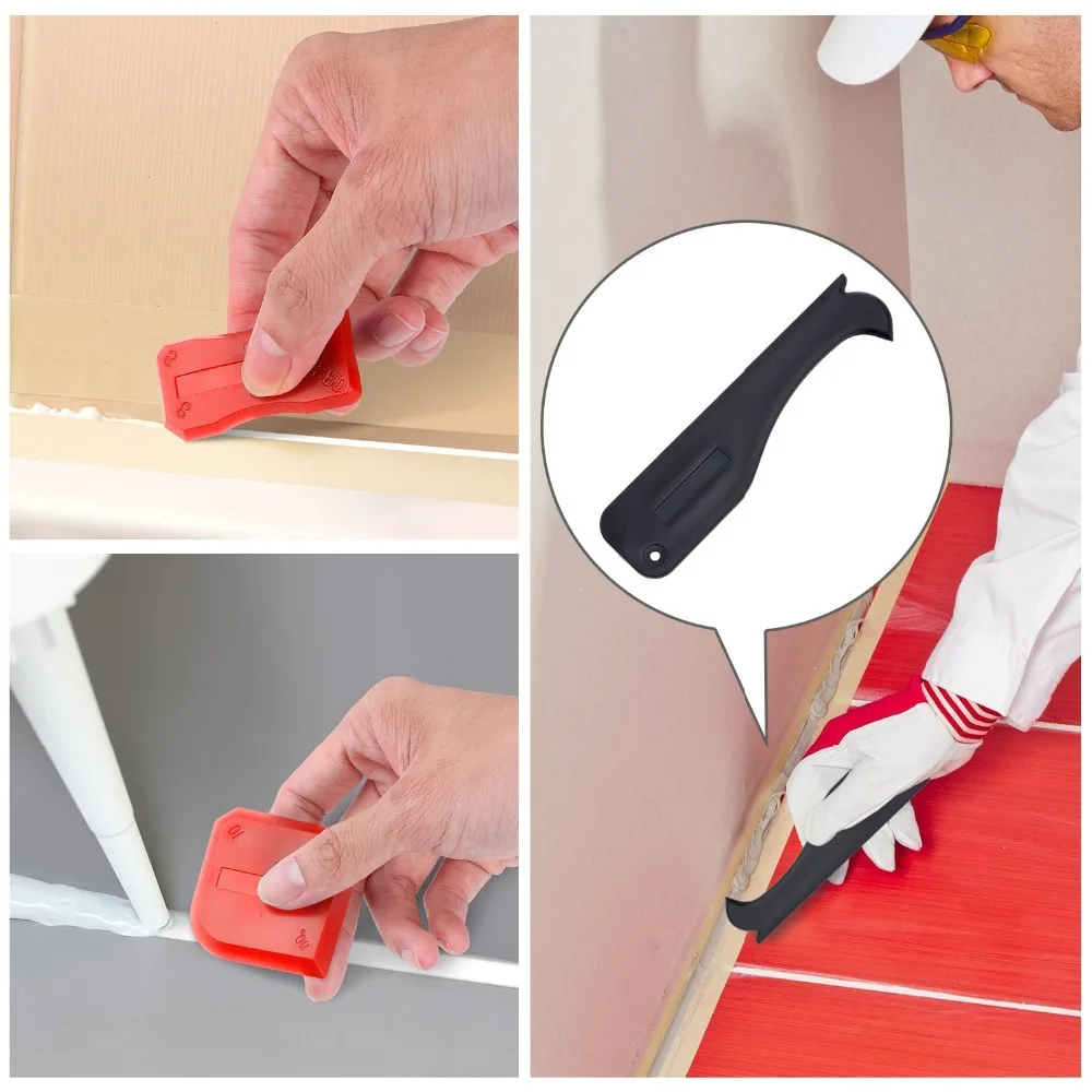 12 Pieces Caulking Tool Kit Silicone Sealant Finishing Tool Grout Scraper Caulk Remover and Caulk Nozzle and Caulk Caps