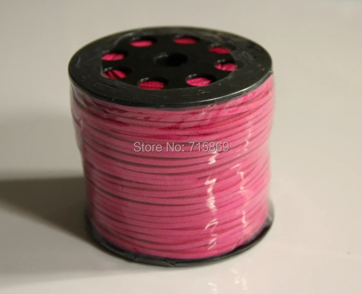 

Free Ship 100 Yard Rose-carmine Color 3 mm x 1.5mm Flat Leather Cord Faux Suede Leather Cord