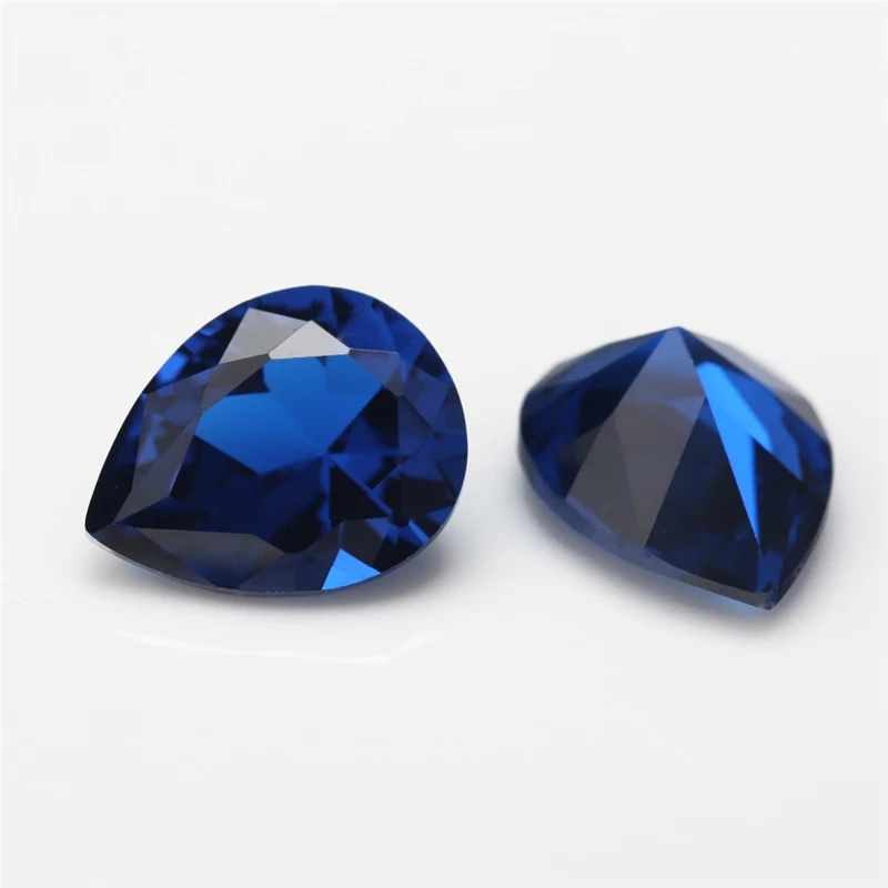 Synthetischer Spinell, Birnenförmiger Schliff, Lose Steine, Blau, 3x5mm-10x12mm, 106 109 112 113 114 120, Farbe für Schmuckzubehör – Detail 1
