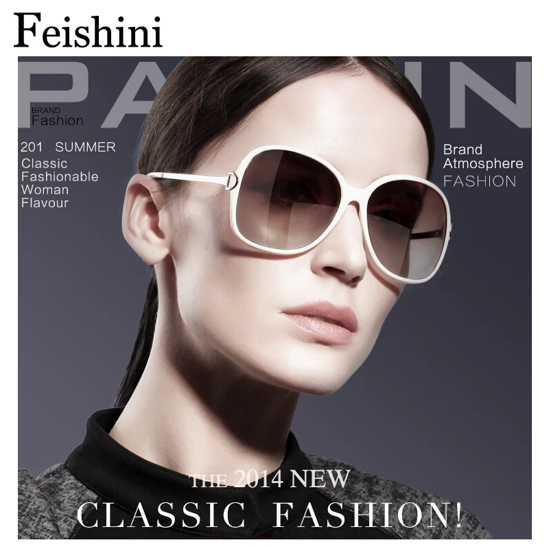 

FEISHINI брендовые дизайнерские очки против усталости oculos de sol feminino оригинальные удобные солнцезащитные очки женские поляризационные большие размеры
