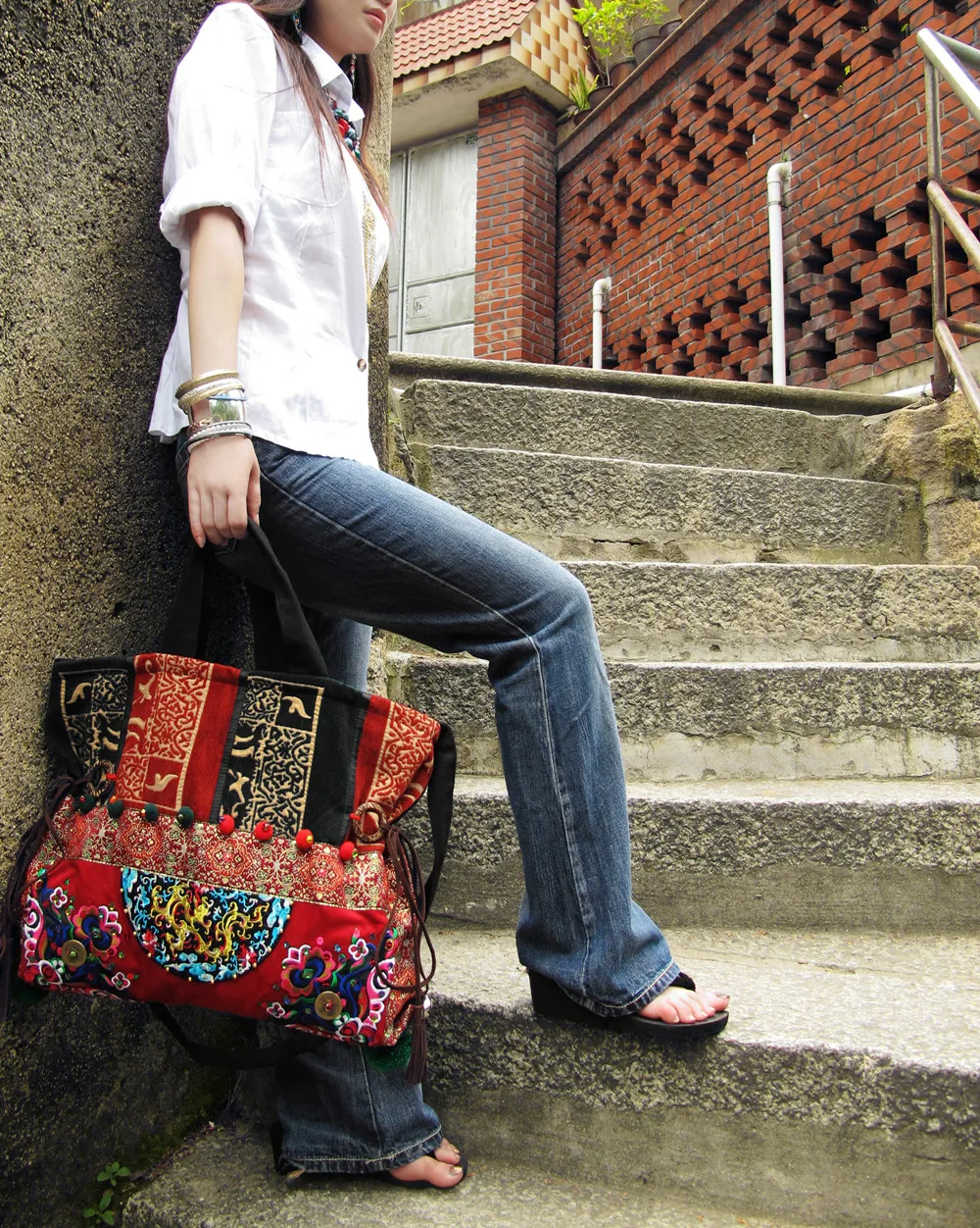 Thailandia borse da donna in tela ricamo totes bag Naxi.Hani borsa etnica di marca borse a tracolla da donna Vintage