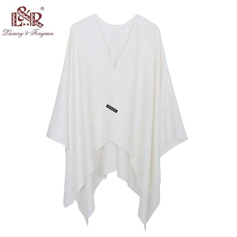 Poncho de Cachemira a la moda para Mujer, Bufanda lisa de invierno, chal, Pashmina, Sjaal, novedad de 2021