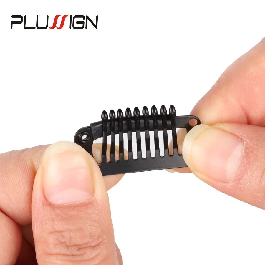 

Best Wig Clips Brown Beige Black 10Pcs Wholesale Stainless Steel Metal Wig Combs Hair Extension Clips For Women U and Wire 32mm