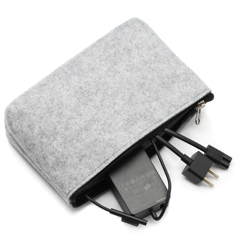 Fashion Zipper Power Bank Storage Bag Mini Felt Pouch For Data Cable Mouse Travel Organizer Electronic Gadget Organizador Bags