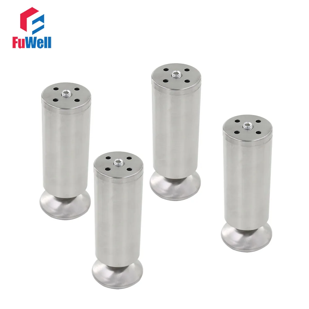 

4pcs 180mm Height Furniture Legs Adjustable 10-15mm Cabinet Foot Silver Tone Stainless Steel Table Bed Sofa Leveling Feet