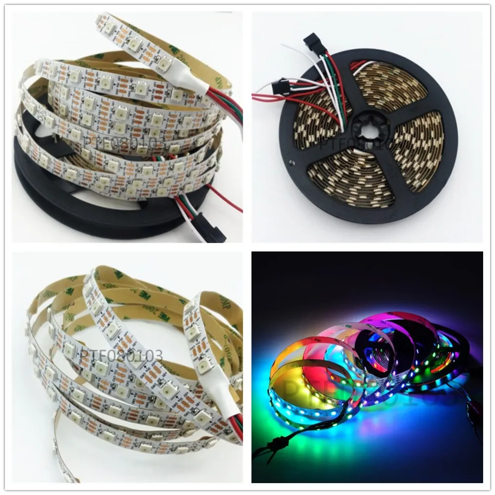 1M 5M WS2812B rgb led strip 60 led/m IP30 White PCB DC5v SMD 5050 Individually Addressable RGB color Old style 2812b chip