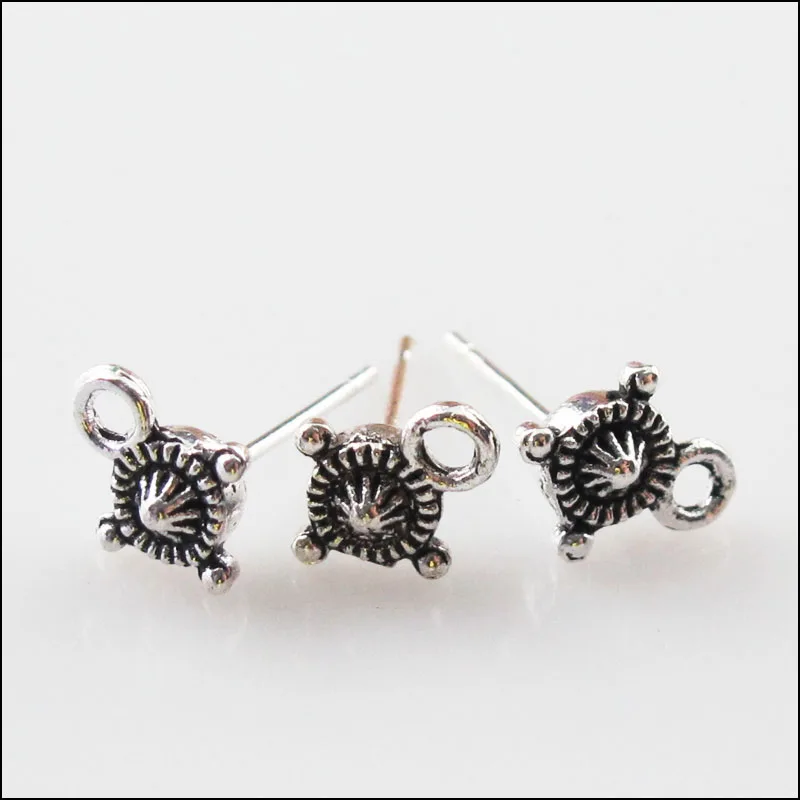 20Pcs Tibetan SilverCone Flower Earrings Studs With Loop Findings