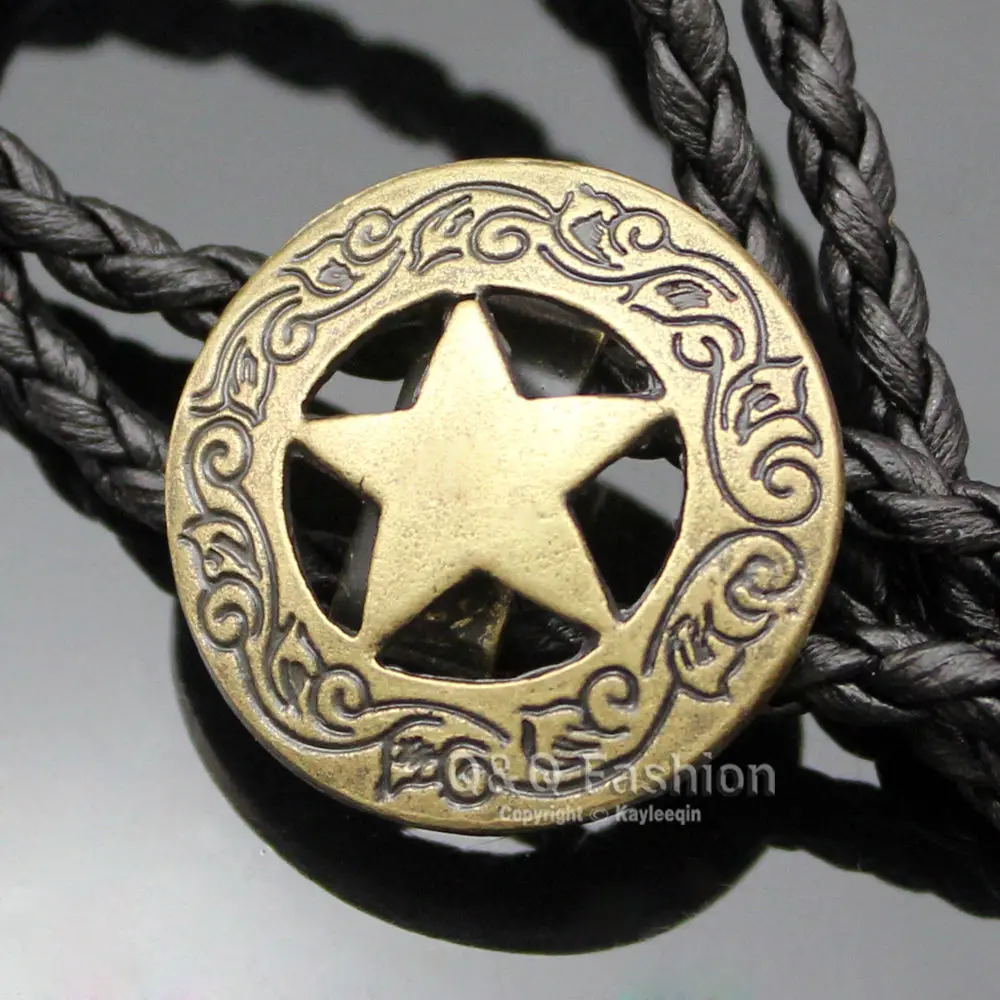 Western Men Texas Ranger Star kulit Rodeo Bolo Bola Tie dasi dasi diskon besar perhiasan wanita baru Aksesori kalung