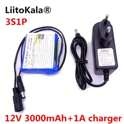 HK LiitoKala Dii-12V3000 DC 12V 3000mAh 18650 li-lon DC12V Super akumulator + ładowarka AC + przeciwwybuchowy przełącznik ue