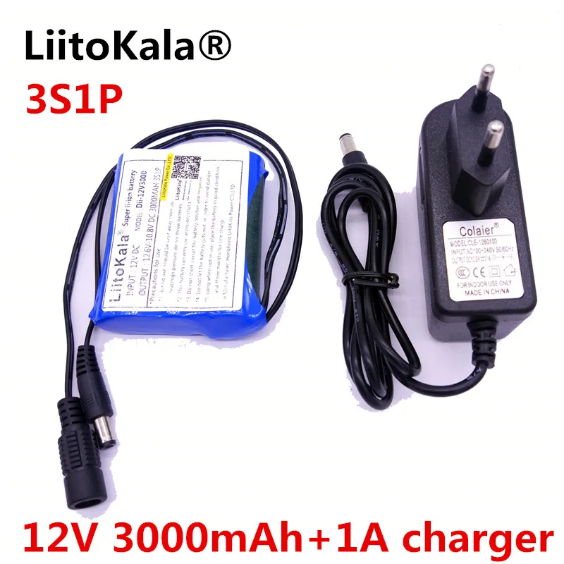 HK LiitoKala Dii-12V3000 DC 12V 3000mAh 18650 Li-lon DC12V Super Rechargeable Battery + AC Charger + explosion-proof switch EU