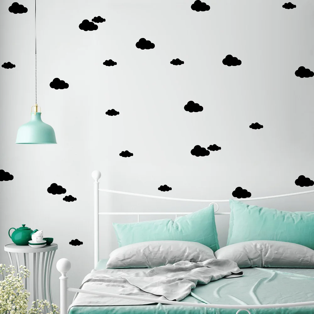 48pcs Cartoon Cute Clouds Wall Stickers For Kids Child Rooms Boys Girls Gifts Art Mural Wardrobe Decoration Vinyl Wall Decals