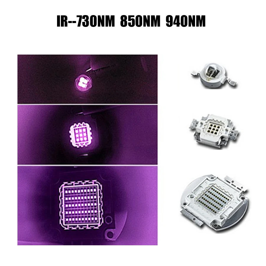 Hot IR High Power LED Chips  3W 5W 10W 20W 30W 50W 100W 730Nm 850Nm 940Nm for Emitter Diode COB integrated Matrix Light Beads