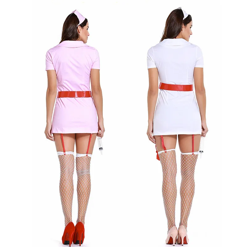 2 Colors Sexy Woman Nurse Cosplay Halloween Doctors Costume Female Carnival Purim Masquerade Nightclub Role Play Bar Party Dress