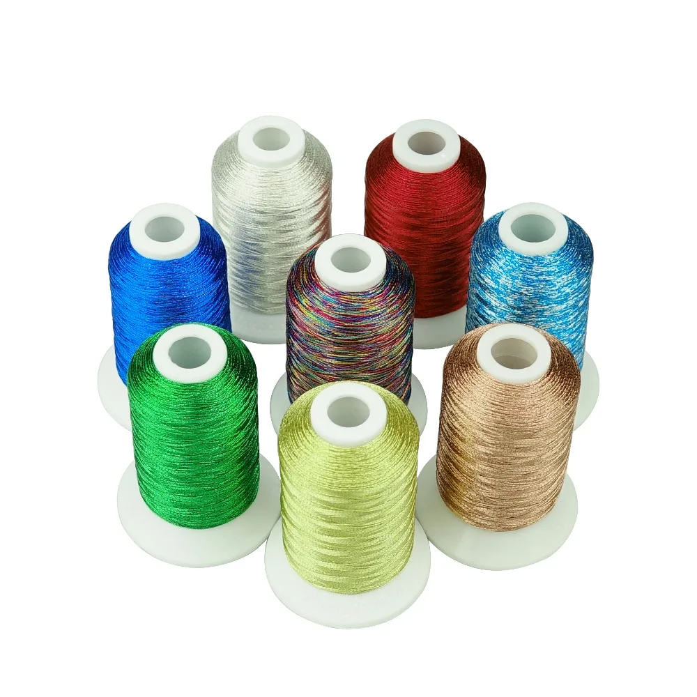 Simthread Metallic Embroidery Machine Thread 550 Yards/Cone, 8 Colors for Christmas