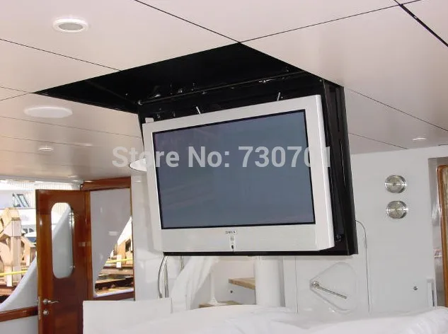 Motorized Ceiling Hidden Flip Down Led lcd Tv Lift Mount Hanger Holder Electric Remote RS Control 110-250v for 32-72 TV Advertis image 2