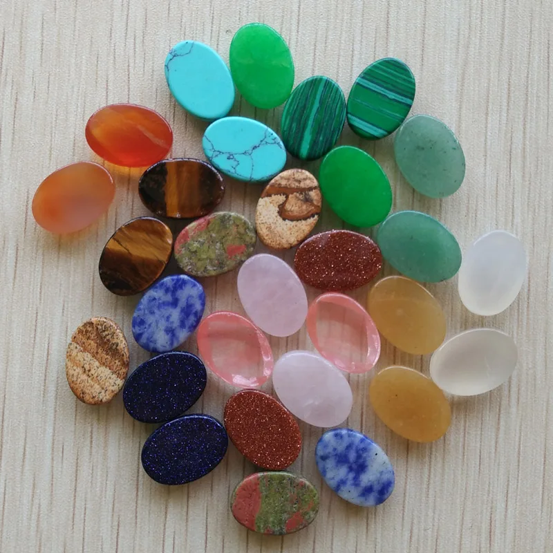 Wholesale 30pcs/lot 2017 new natural stone mixed Oval CABOCHON cut faceted beads for jewelry accessories making 13x18mm free