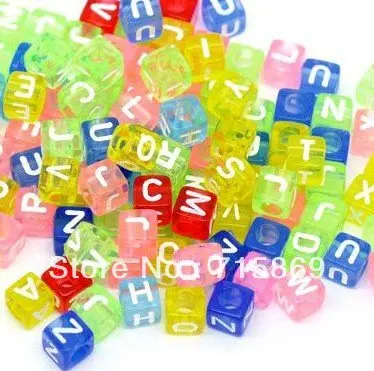 

2000pcs/lot Mixed Alphabet /Letter Acrylic Cube Beads 6x6mm Free Ship