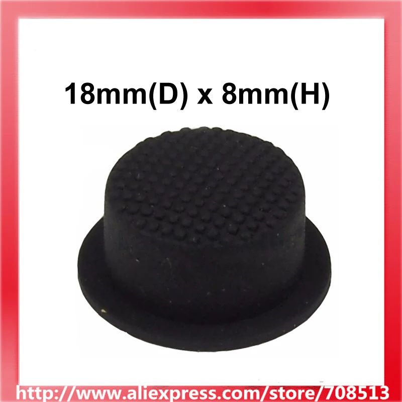 18mm(D) x 8mm(H) Silicone Tailcaps for LED Flashlight - Black (10PCS)