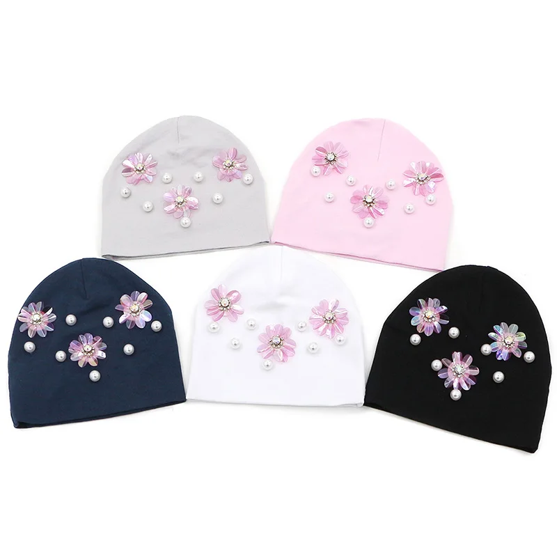 GZHilovingL New Born Baby Hats Solid Spring Autumn Winter Newborn Flower Baby Beanies Hat Cotton Infant Caps Soft Toddler Cap