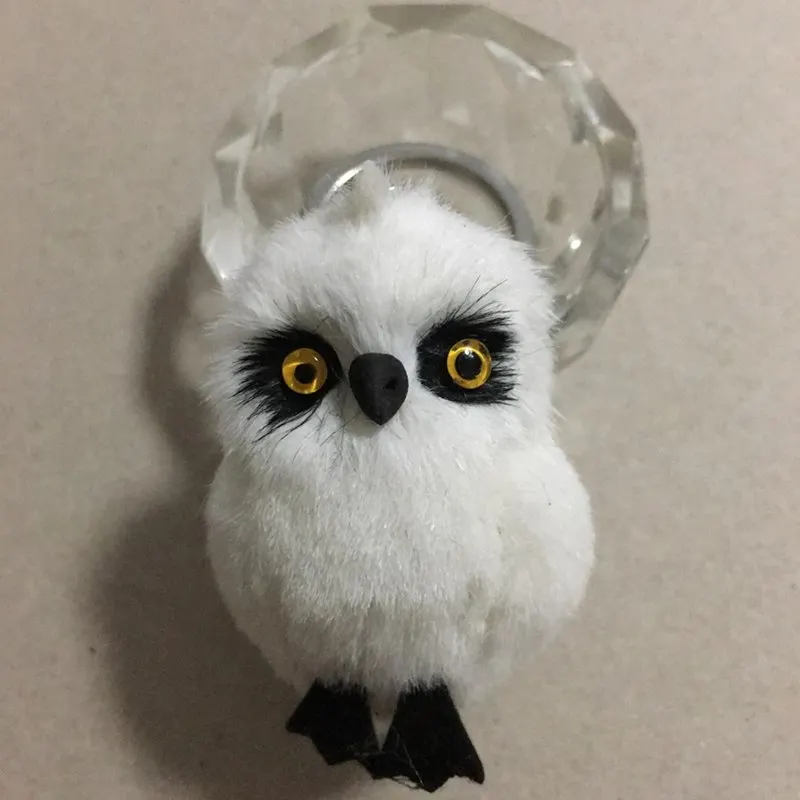 New Fashion Cute Owl Plush Toy Key Chain Ring Faux Rex Rabbit Fur Keychain Woman Bag Charms Man Car Keyring Wedding Party Gift