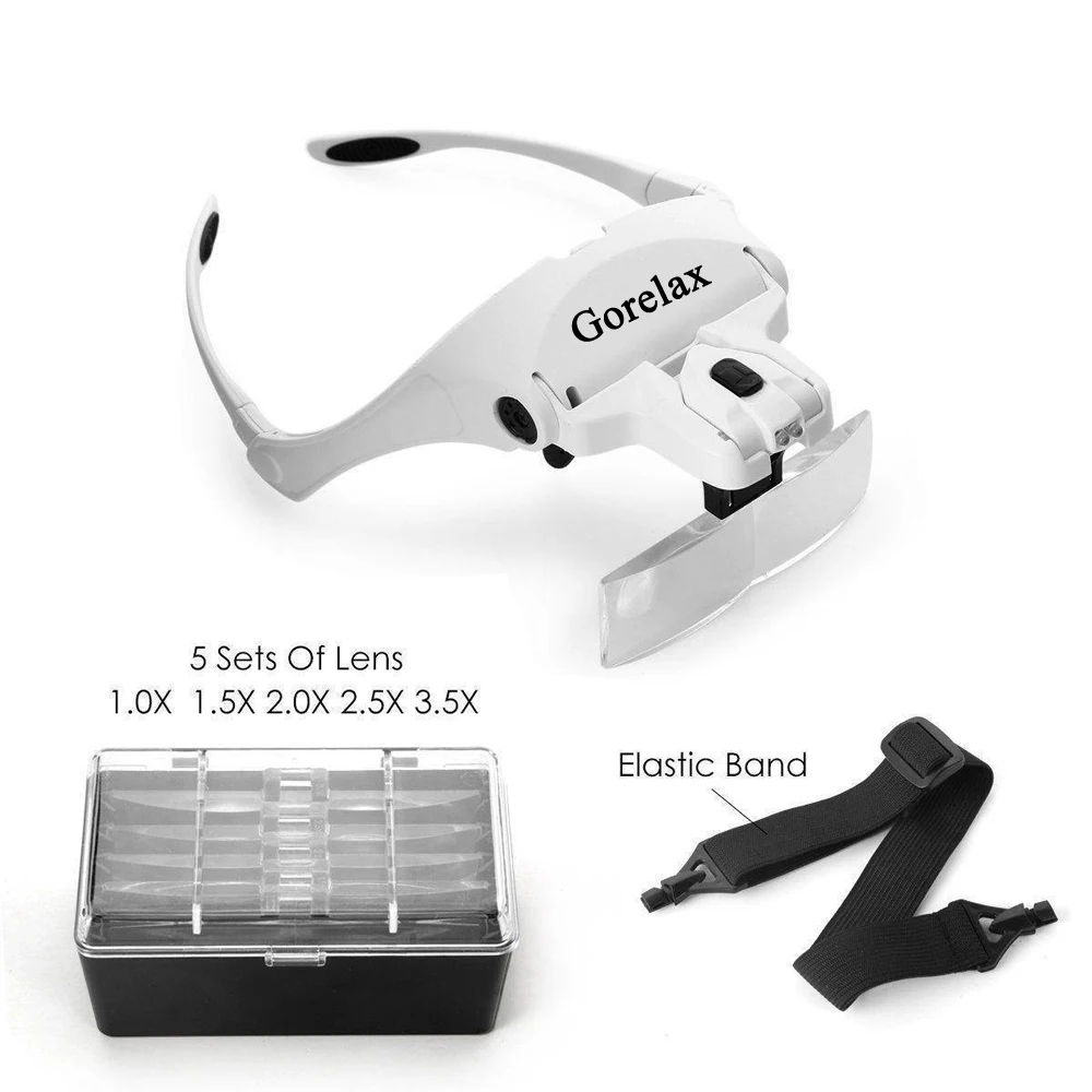 Lupen LED Licht Lampe Kopf Lupe Juwelier Stirnband Lupe Brillen Optische Glas Werkzeug Reparatur Lesen Lupe