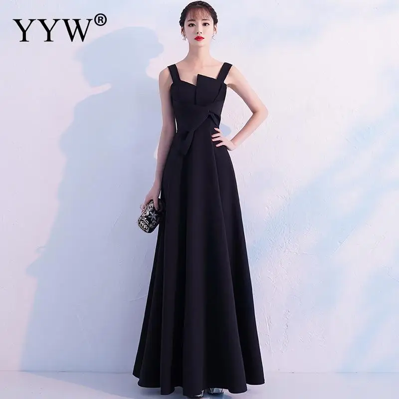 New Fashion 2023 Black Elegant Evening Dress Sexy Robe De Soiree Women Long Party Dresses Sleeveless A Line Ladies Formal Gowns