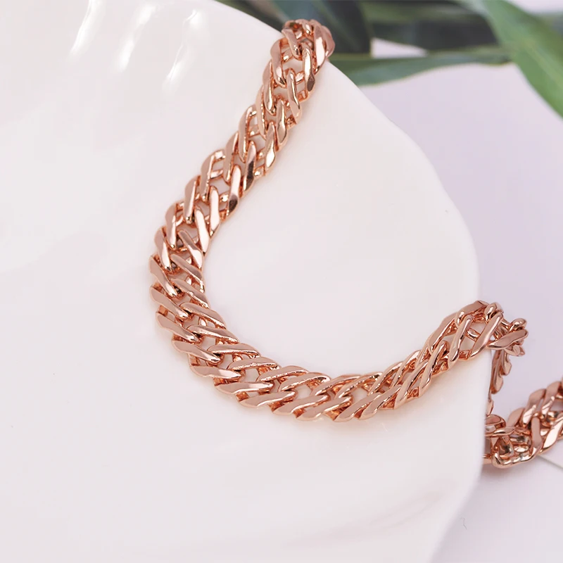 MxGxFam ( 19.5 cm * 6 mm) Rose Gold Color Weave Chain Bracelets For Men Women Fashion Jewelry Lead and Nickel Free