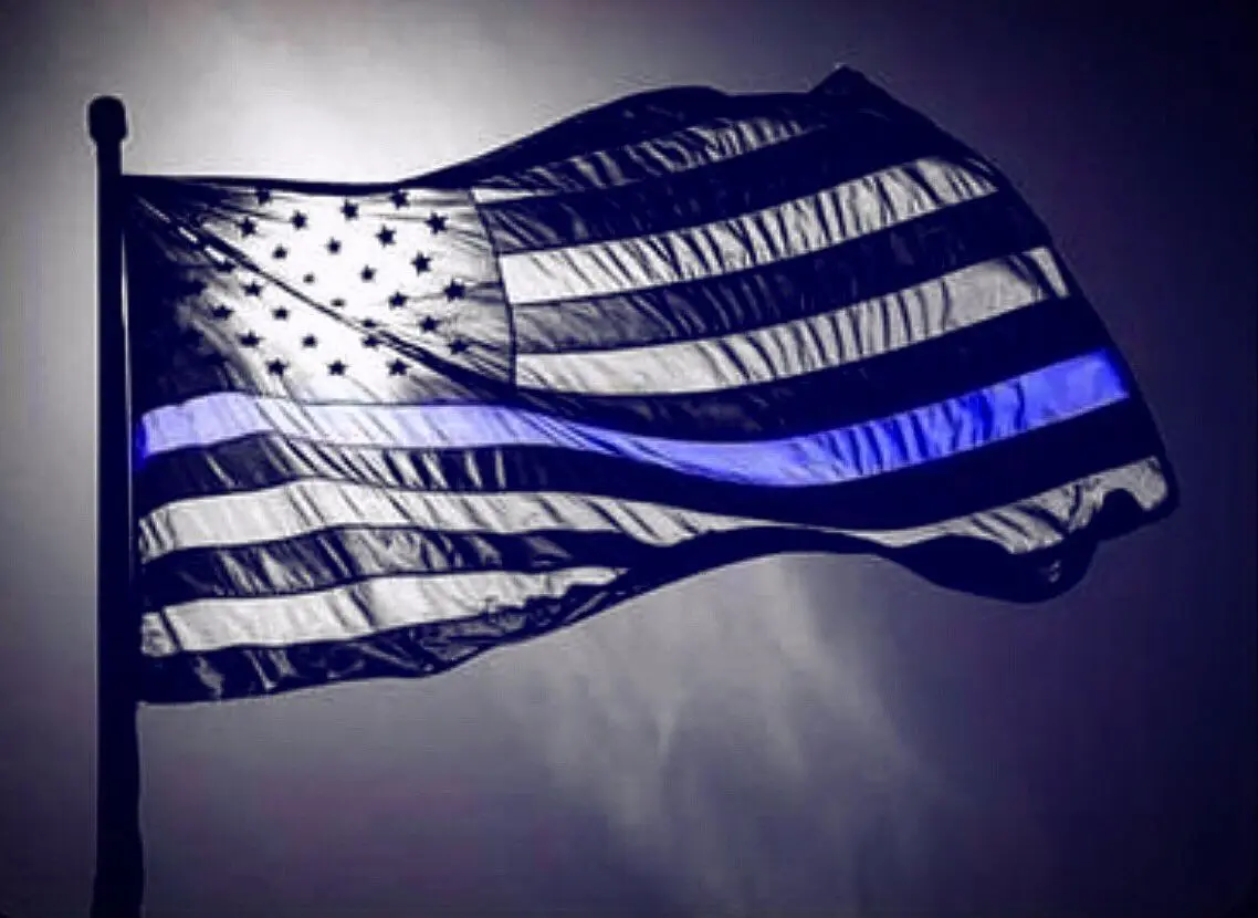 Thin Blue Line American Flag Honoring our Men and Women of Law Enforcement Grommet