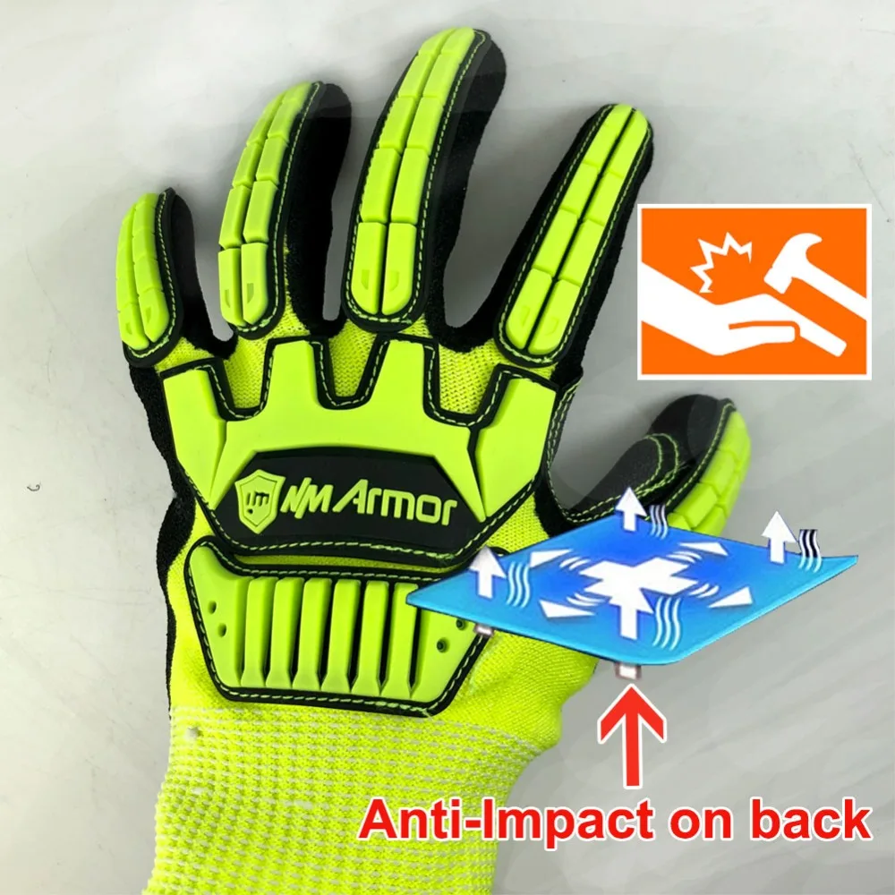 100% High Quality Anti Vibration Cut-Resistant Safety Work Gloves with Nitrile Oilproof Good Grip Plam Glove Garden Protection