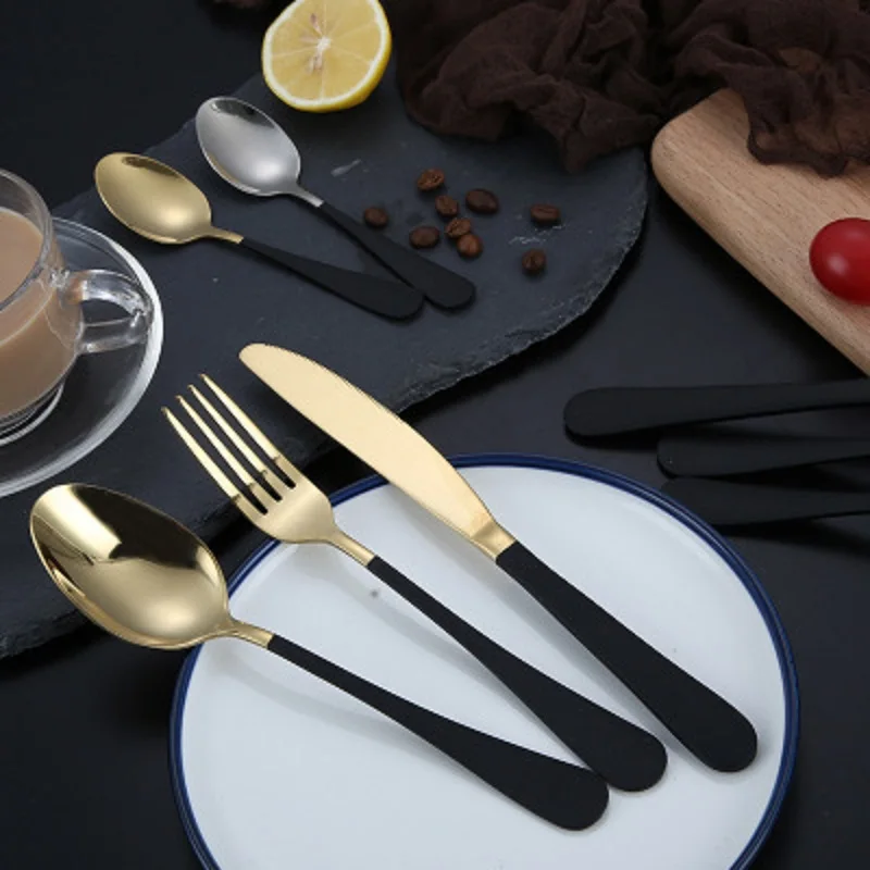 

Creative Stainless Steel Tableware Knife Fork Spoon Cutlery set Steak knife Fruit Fork Dessert Fork Coffee Spoon