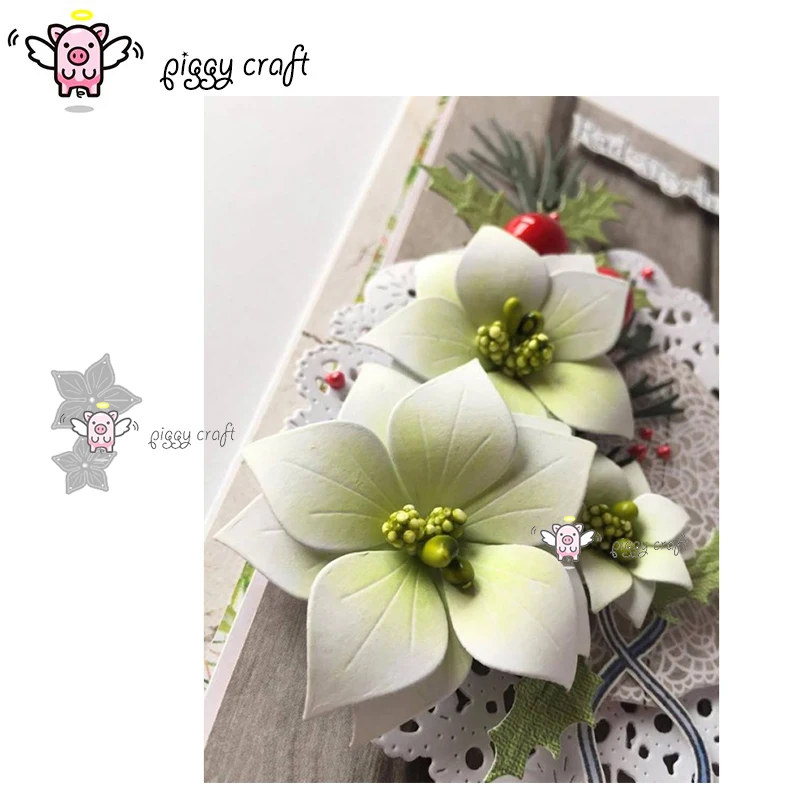 Piggy Craft metal cutting dies cut die mold 2019 New 2Pcs flowers Scrapbook paper craft knife mould blade punch stencils dies