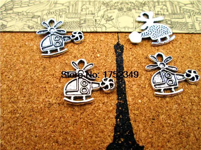 

30pcs--helicopter Charms, Antique Tibetan Silver Tone helicopter charm Pendants 17x17mm