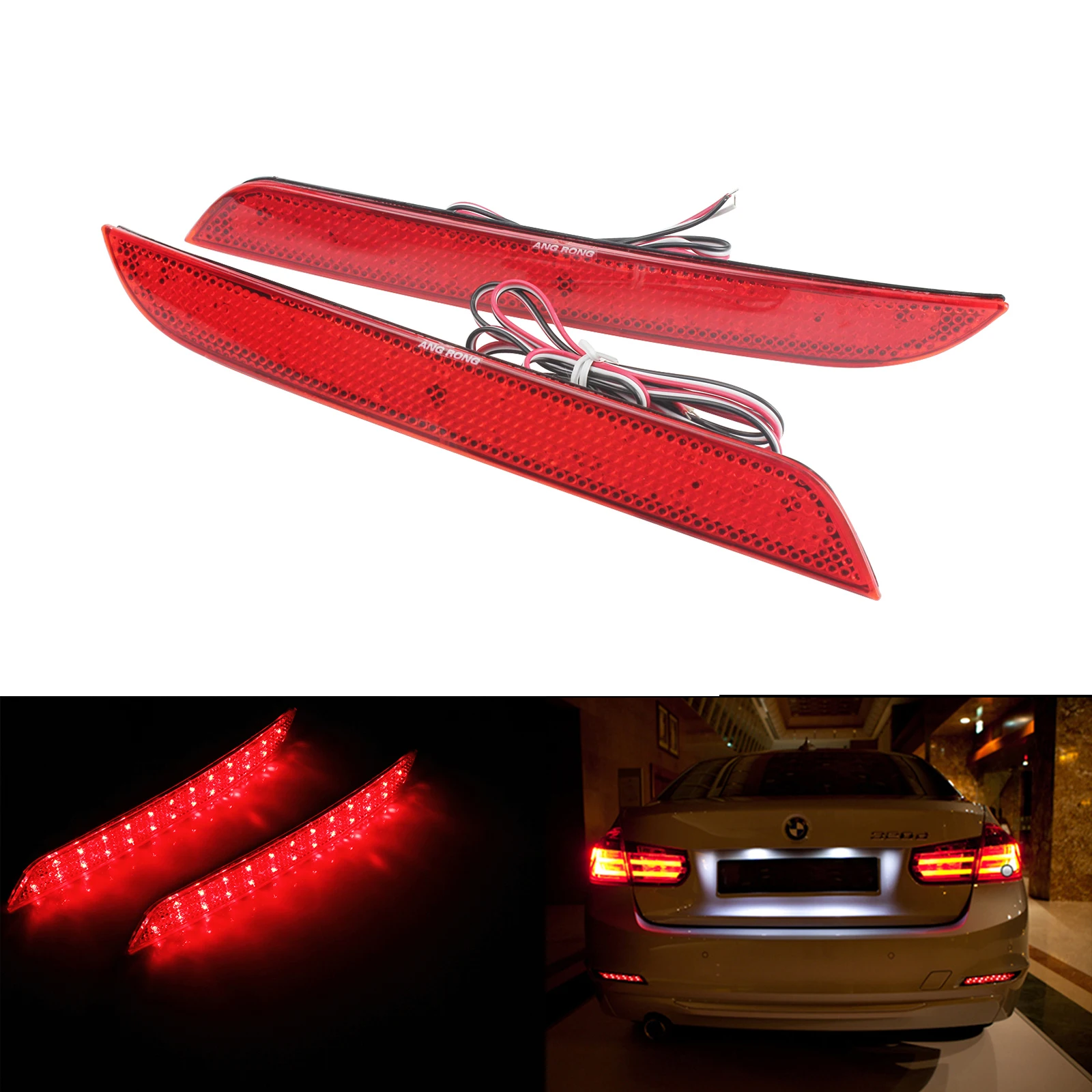 ANGRONG LED Rear Bumper Reflector Brake Tail Stop Lights For BMW F30 F31 F32 F33 F34 F35 F36