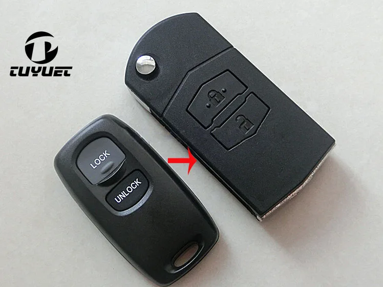 Modified Flip Folding 2 Buttons Remote Key Shell Case For Mazda M3 M6 Fob Car Key Blanks Cover