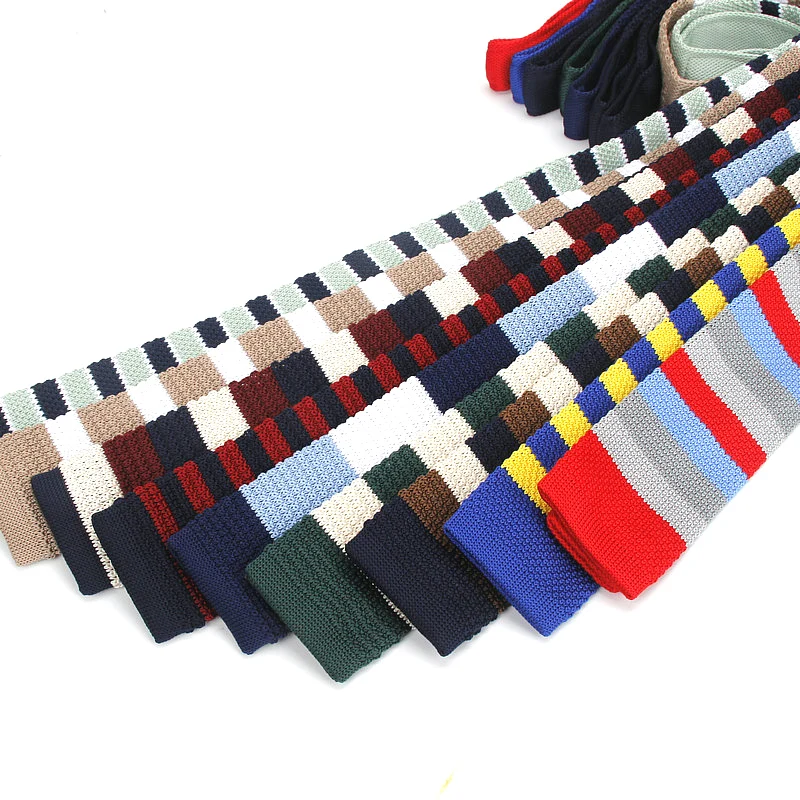 Brand New Fashion Vintage Striped Neck Tie Wedding Knitted Ties for Men Skinny Tie Man Gravata Polyester Narrow Knitted Neckties