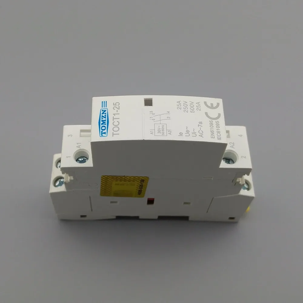 TOCT1 2P 25A 36V 50/60HZ Din rail Household ac Modular contactor 1NC 1NO