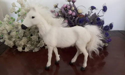 white simulation horse toy polyethylene & furs cute horse doll gift about 25x27CM 274