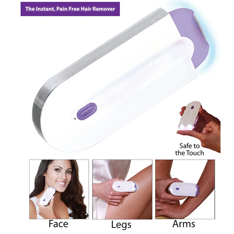 Women Hair Eraser Hair Touch Light Safely Sensor Shaver USB Rechargeable Face Leg Bikini Hand Shaver Hair Remover Lady