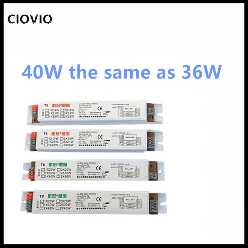 2pcs 220-240V AC 2x36W/1x20W/1x40W/2x20W/2x40W Wide Voltage T8 Electronic Ballast Fluorescent Lamp Ballasts