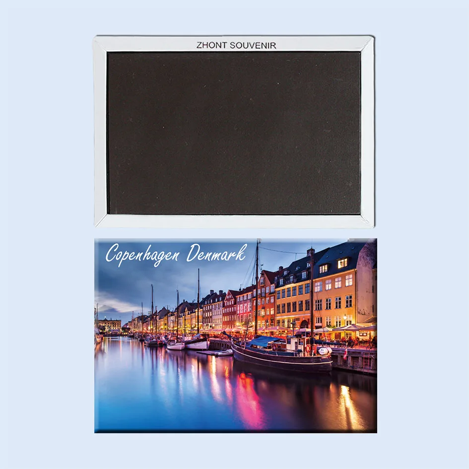 Дания Копенгаген красивая река 22496. Отличные подарки сувениры для туристов по всему миру, магнитный подарок на холодильник для друзей