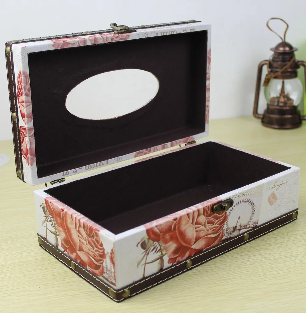 European creative pastoral waterproof tissue box tray pumping cute wooden barrel pumping paper napkin box fashion box