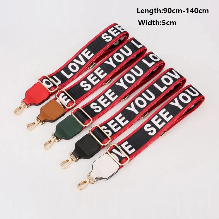 Bag Accessories Women National Adjustable Shoulder Straps Famous Brand Female Guitar Strap Female Strap Bag Straps Gold Buckle