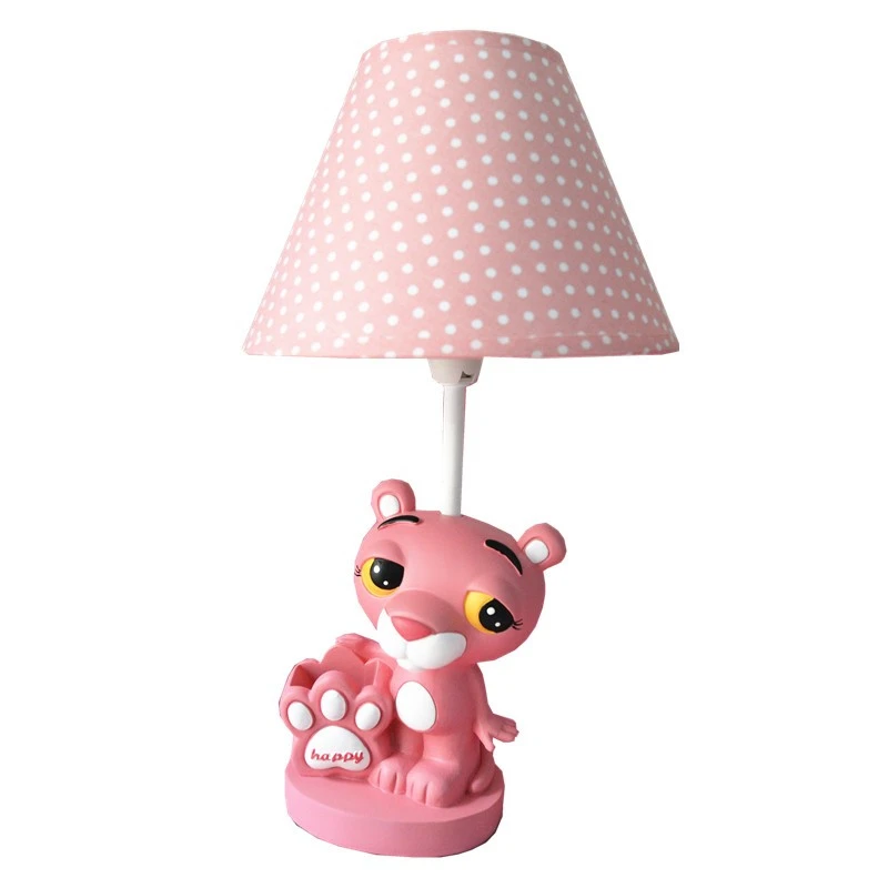 Pink Cartoon Naughty Leopard Table Lamps Bedside Bedroom E14 Night Light Girl Student Dormitory Desk Lights Child Eye Protection