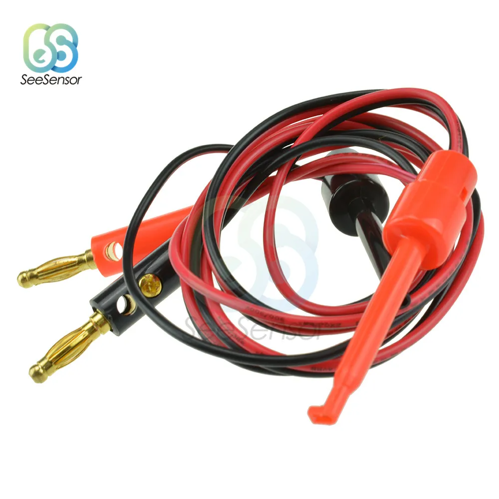 1M Kleine Test Hook Clip Banana Plug Kabel Voor Multimeter Test Lead Kabels Zwart Wit Elektrische Klem Dual tester 1 Paar