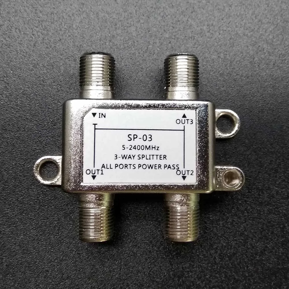 Receptor alto da tevê satélite do isolamento da frequência 5-2400 mhz do divisor satélite da tevê de 3 vias para o design de satv/catv