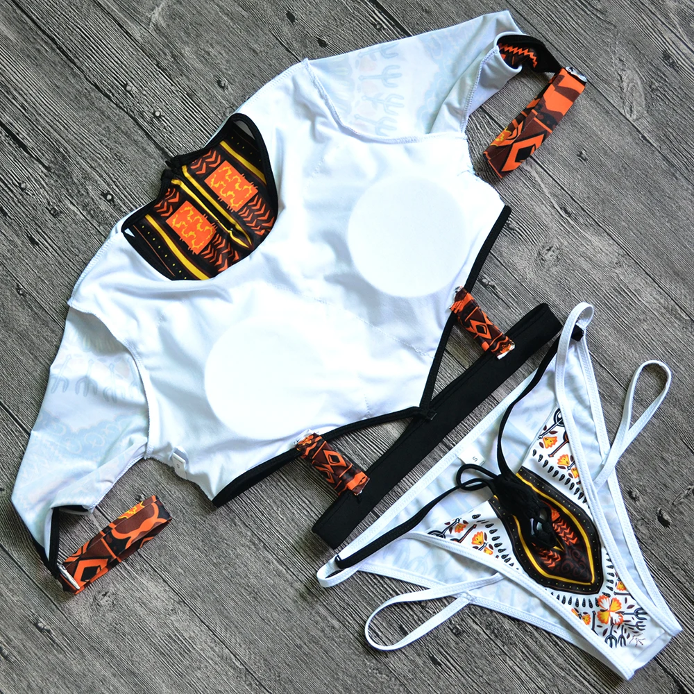 African Print Short Sleeve Bikini 2024 Women Swimsuit Female Swimwear Two pieces Bikini Set High Cut Bather Bathing Suit Swim