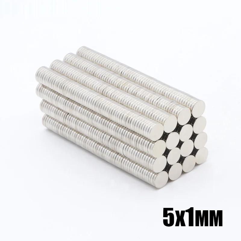 500pcs 5x1 mm Neodymium magnet 5*1mm Rare Earth small Strong Round permanent 5*1mm fridge Electromagnet NdFeB nickle magnetic