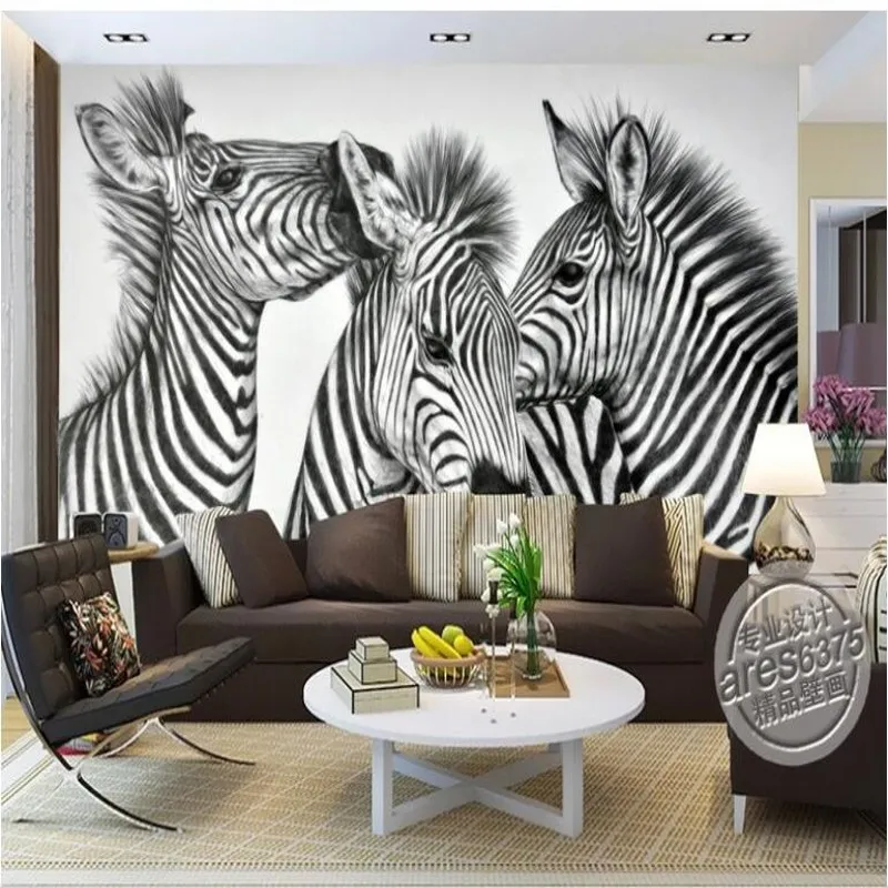 

wellyu Custom large - scale murals personality zebra fresco TV backdrop decoration painting wallpaper papel de parede