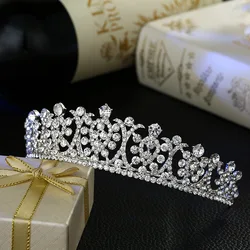 Luxury Silver Color Crystal Wedding Tiaras Hairband Rhinestone Pageant Diadem Prom Crown Bridal Hair Accessories tiara de noiva