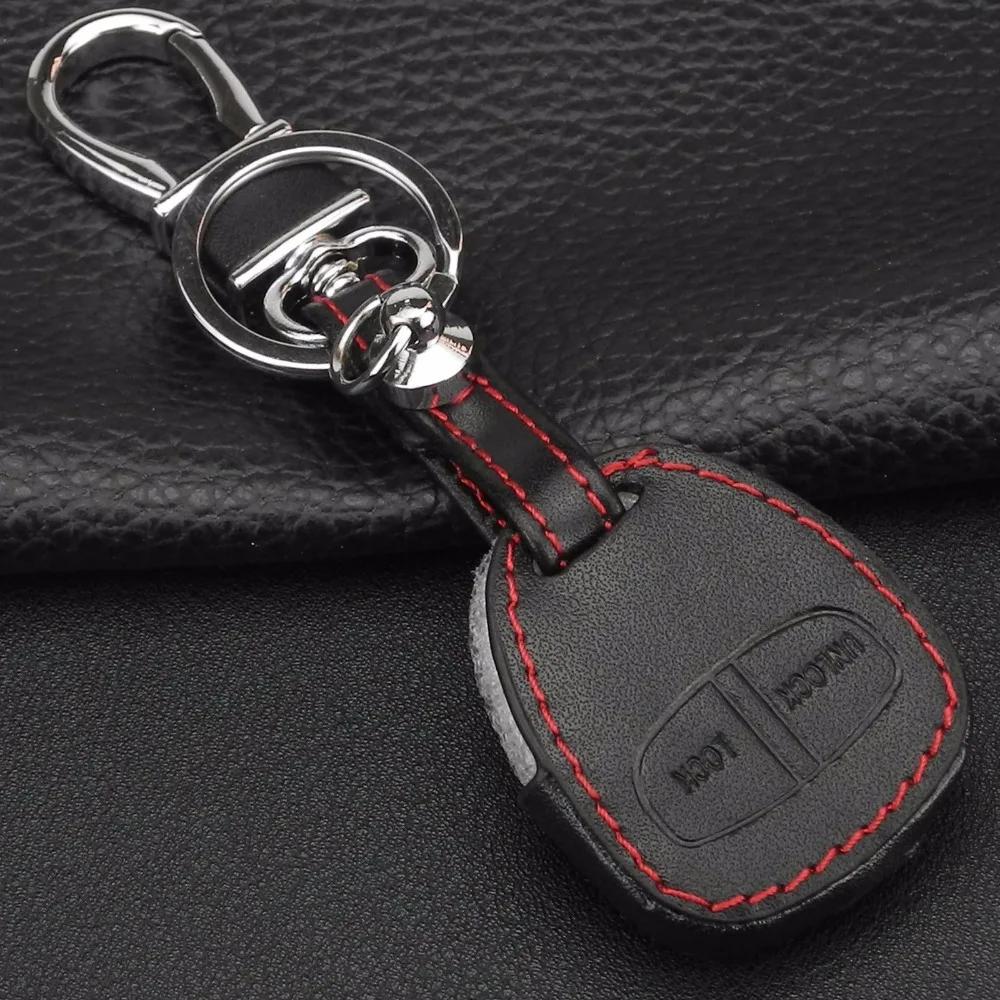 jingyuqin Remote Control Leather Key Cover Case For Mitsubishi outlander ex Lancer Asx Pajero 2 Button Car KeyChain